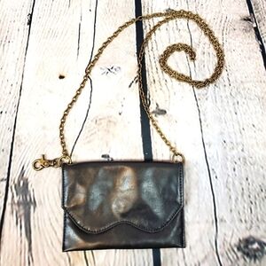 𝅺LEATHER Vintage Clutch Purse with Brass Chain
